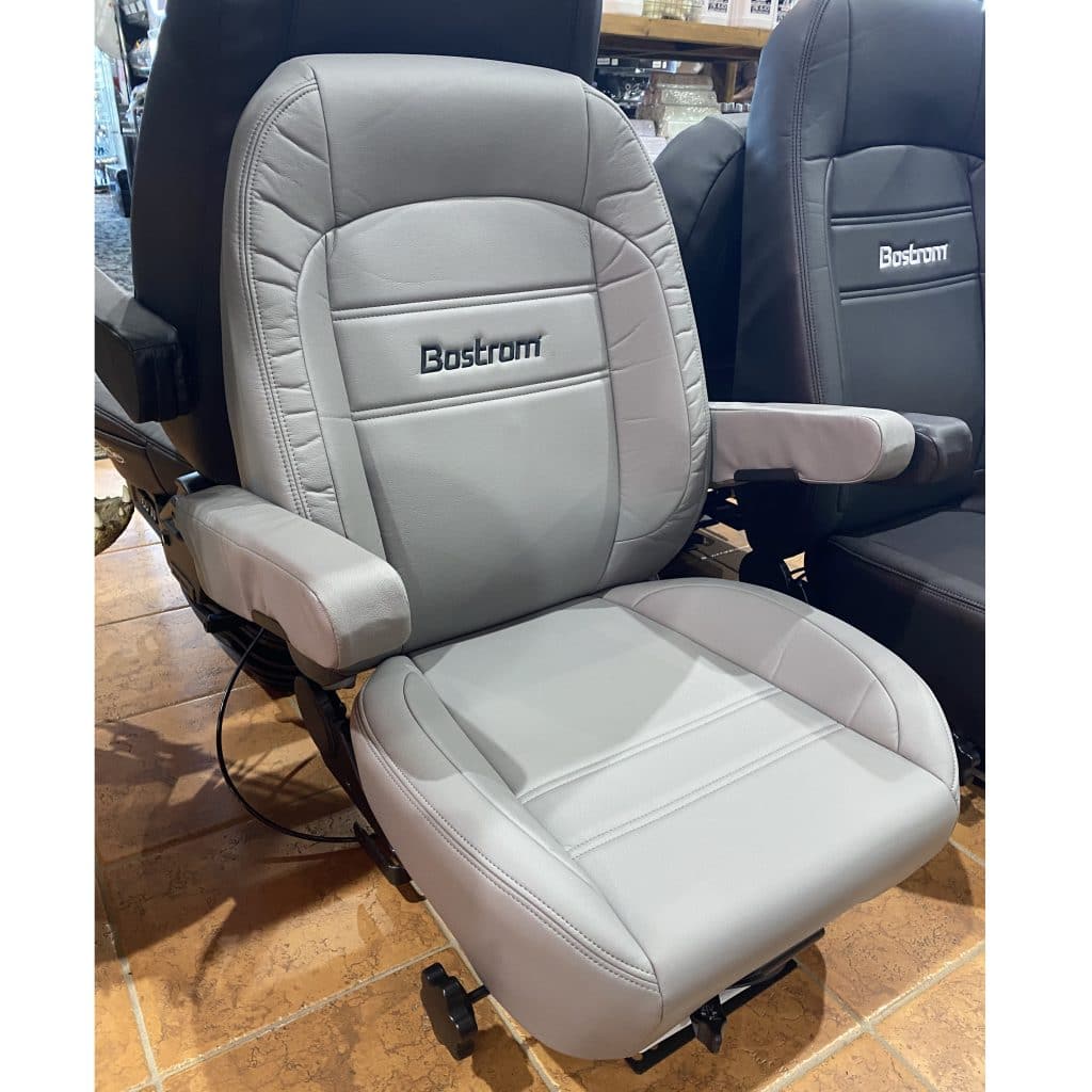 Bostrom Pro Ride Truck Seat in Gray Ultra-leather with Dual Arms